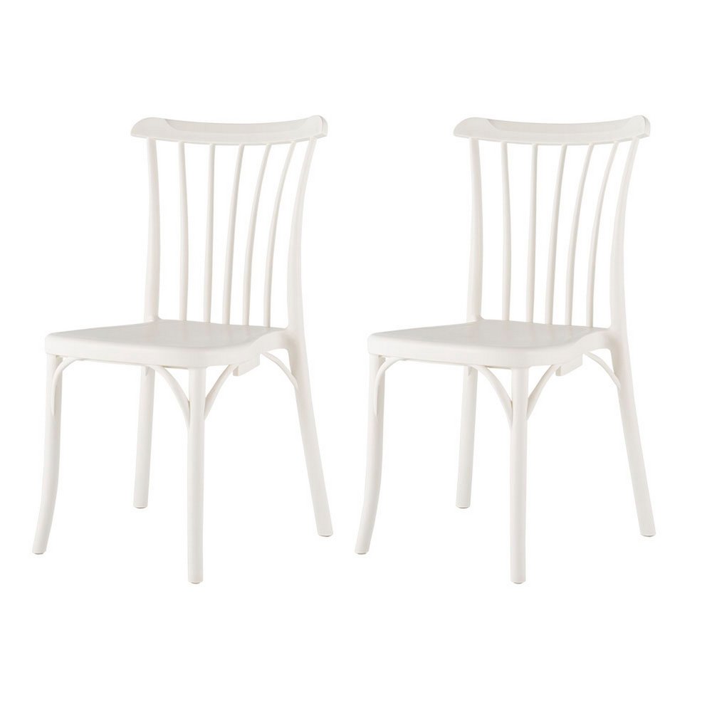 Set of Four 22" White Heavy Duty Plastic Outdoor Stacking Dining Chairs