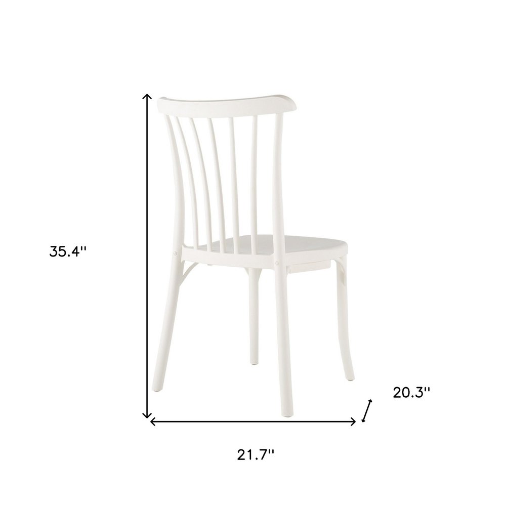 Set of Two White Heavy Duty Plastic Outdoor Stacking Dining Chairs