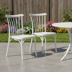 Set of Two White Heavy Duty Plastic Outdoor Stacking Dining Chairs
