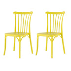 Set of Two Yellow Heavy Duty Plastic Outdoor Stacking Dining Chairs
