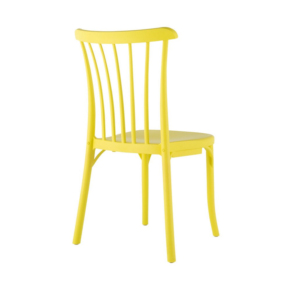 Set of Four 22" Yellow Heavy Duty Plastic Outdoor Stacking Dining Chairs