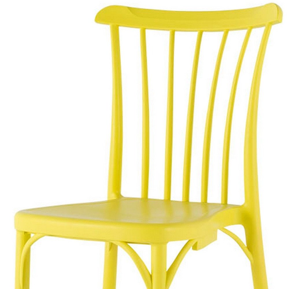Set of Four 22" Yellow Heavy Duty Plastic Outdoor Stacking Dining Chairs