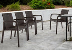 Set of Four 24" Brown Faux Rattan Heavy Duty Plastic Outdoor Stacking Arm Chairs