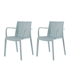 Set of Four 22" Baby Blue Heavy Duty Plastic Outdoor Stacking Arm Chairs