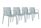 Set of Four 22" Baby Blue Heavy Duty Plastic Outdoor Stacking Arm Chairs