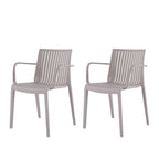 Set of Four 22" Taupe Heavy Duty Plastic Outdoor Stacking Arm Chairs