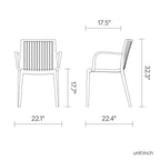 Set of Four 22" Taupe Heavy Duty Plastic Outdoor Stacking Arm Chairs