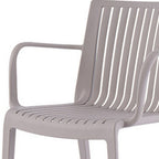 Set of Four 22" Taupe Heavy Duty Plastic Outdoor Stacking Arm Chairs