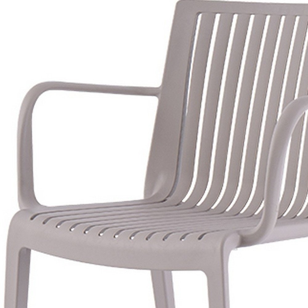 Set of Four 22" Taupe Heavy Duty Plastic Outdoor Stacking Arm Chairs