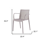 Set of Two Taupe Heavy Duty Plastic Outdoor Stacking Arm Chairs