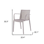 Set of Four 22" Taupe Heavy Duty Plastic Outdoor Stacking Arm Chairs