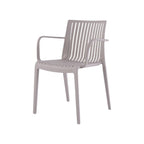 Set of Two Taupe Heavy Duty Plastic Outdoor Stacking Arm Chairs