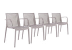 Set of Four 22" Taupe Heavy Duty Plastic Outdoor Stacking Arm Chairs