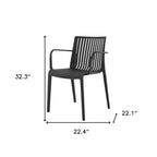 Set of Two Black Heavy Duty Plastic Outdoor Stacking Arm Chairs