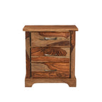 27" Brown Solid Wood Live Edge Three Drawer Nightstand