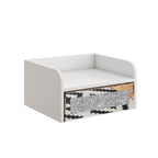14" White Wood Faux Crystal Bling And Mirrored Glass One Drawer Floating Nightstand