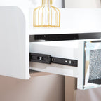 14" White Wood Faux Crystal Bling And Mirrored Glass One Drawer Floating Nightstand