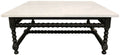 48" White And Black Genuine Marble And Solid Wood Square Coffee Table
