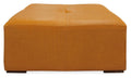 36" Orange Genuine Leather And Solid Wood Square Cocktail Table