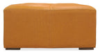 36" Orange Genuine Leather And Solid Wood Square Cocktail Table