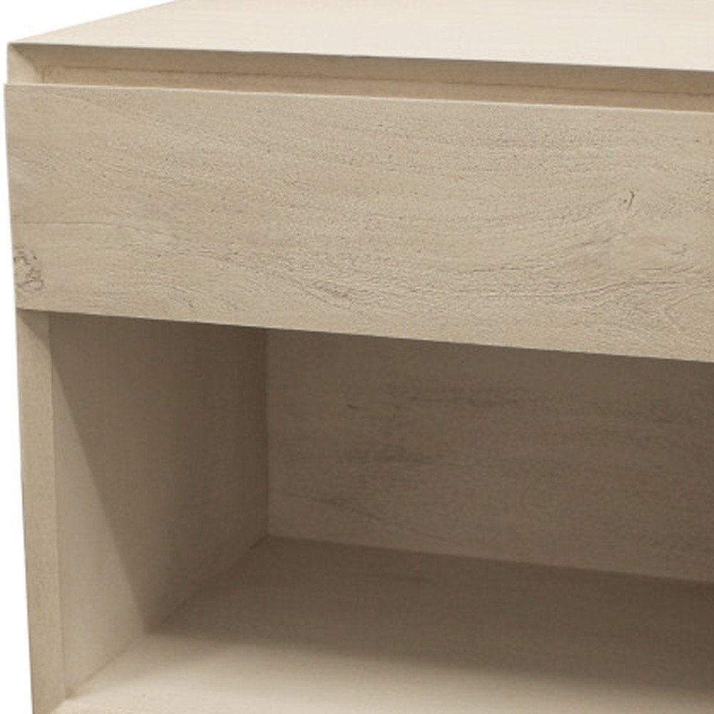 24" Natural Solid Wood One Drawer Nightstand