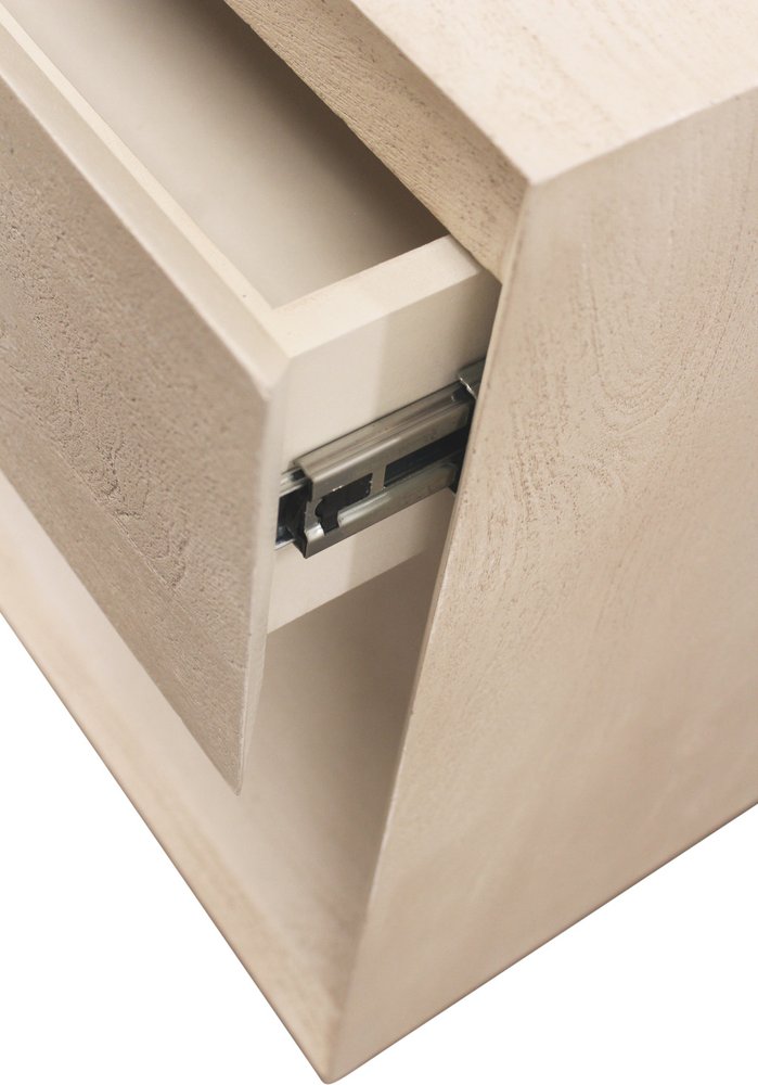 24" Natural Solid Wood Ribbed Texture One Drawer Nightstand