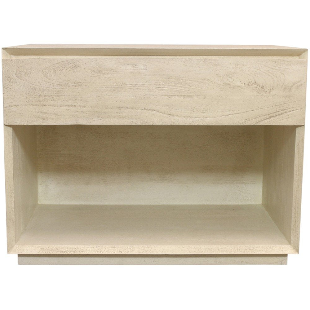 24" Natural Solid Wood One Drawer Nightstand