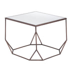 Set of Two Silver and Bronze Mirrored Glass and Steel Square Abstract Bunching Coffee Tables
