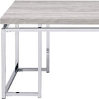 47" Oak and Silver Wood And Metal Frame Coffee Table