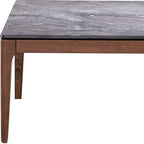 47" Gray and Walnut Stone And Solid Wood Coffee Table