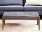 47" Gray and Walnut Stone And Solid Wood Coffee Table