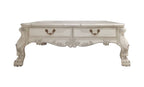 57" Bone Wood Coffee Table With Two Drawers