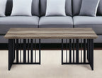 47" Oak and Black Wood And Metal Distressed Frame Coffee Table