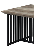 47" Oak and Black Wood And Metal Distressed Frame Coffee Table