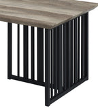 47" Oak and Black Wood And Metal Distressed Frame Coffee Table