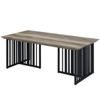 47" Oak and Black Wood And Metal Distressed Frame Coffee Table