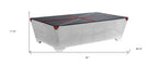 64" Silver Navy Blue And Red Union Jack Aviator Coffee Table