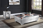 64" Silver Navy Blue And Red Union Jack Aviator Coffee Table