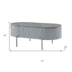 47" Gray Wood and Steel Oval Coffee Table With Drawer