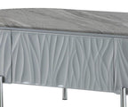 47" Gray Wood and Steel Oval Coffee Table With Drawer