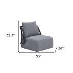 33" Gray Outdoor Accent Chair with Gray Cushions