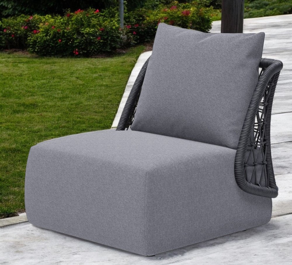 33" Gray Outdoor Accent Chair with Gray Cushions