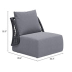 33" Gray Outdoor Accent Chair with Gray Cushions