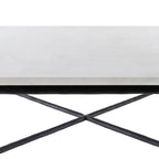 42" Black and White Genuine Marble And Iron Square Coffee Table