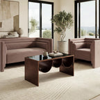 32" Black and Copper Mirrored Glass and Steel Solid Coffee Table