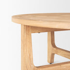 39" Natural and White Solid Wood Round Distressed Coffee Table