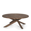 42" Brown Solid Wood Round Cross Legs Coffee Table