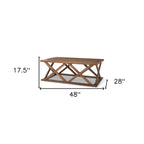 48" Brown Solid Wood Geo Frame Coffee Table