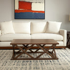 48" Brown Solid Wood Geo Frame Coffee Table