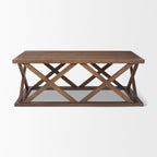 48" Brown Solid Wood Geo Frame Coffee Table